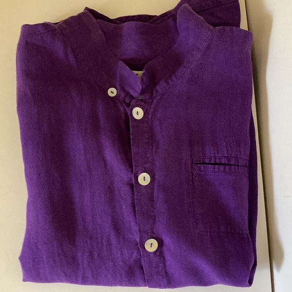 Flax  100% Linen Stand Collar Shirt - Picture 5 of 6